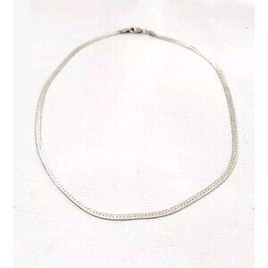 Sterling Silver Herringbone Necklace 18" Long ITALY 925 Flat Vtg 9.4 grams